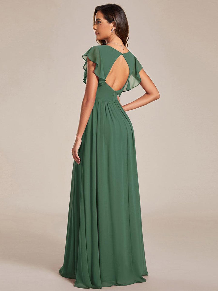 ever LILYANA|Abito da damigella in chiffon con maniche plissettate e scollatura sul retro