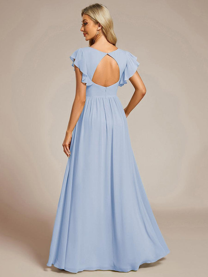 ever LILYANA|Abito da damigella in chiffon con maniche plissettate e scollatura sul retro