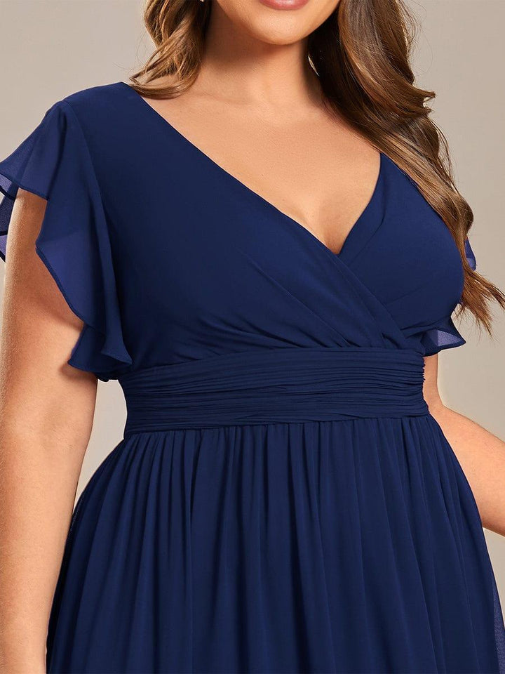 ever LILYANA|Abito da damigella in chiffon con maniche plissettate e scollatura sul retro