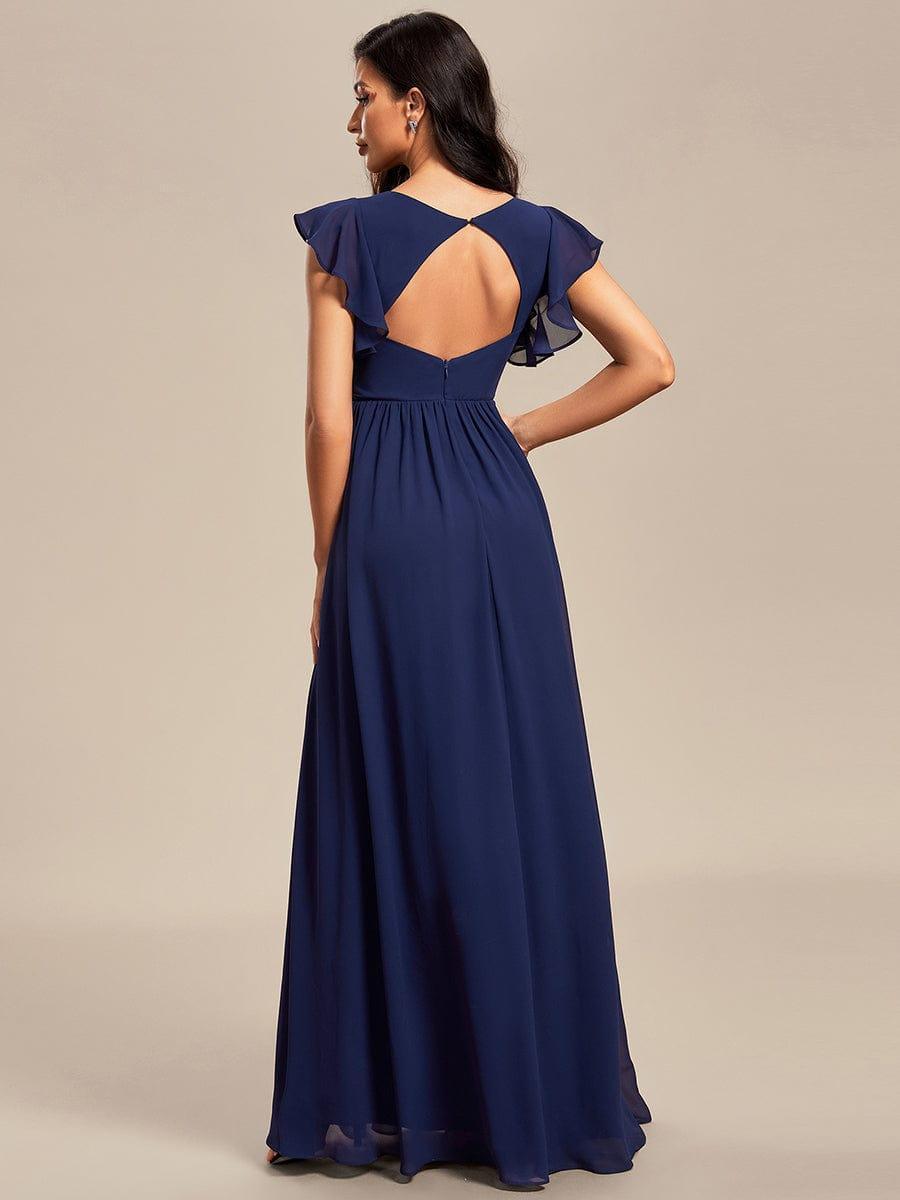 ever LILYANA|Abito da damigella in chiffon con maniche plissettate e scollatura sul retro