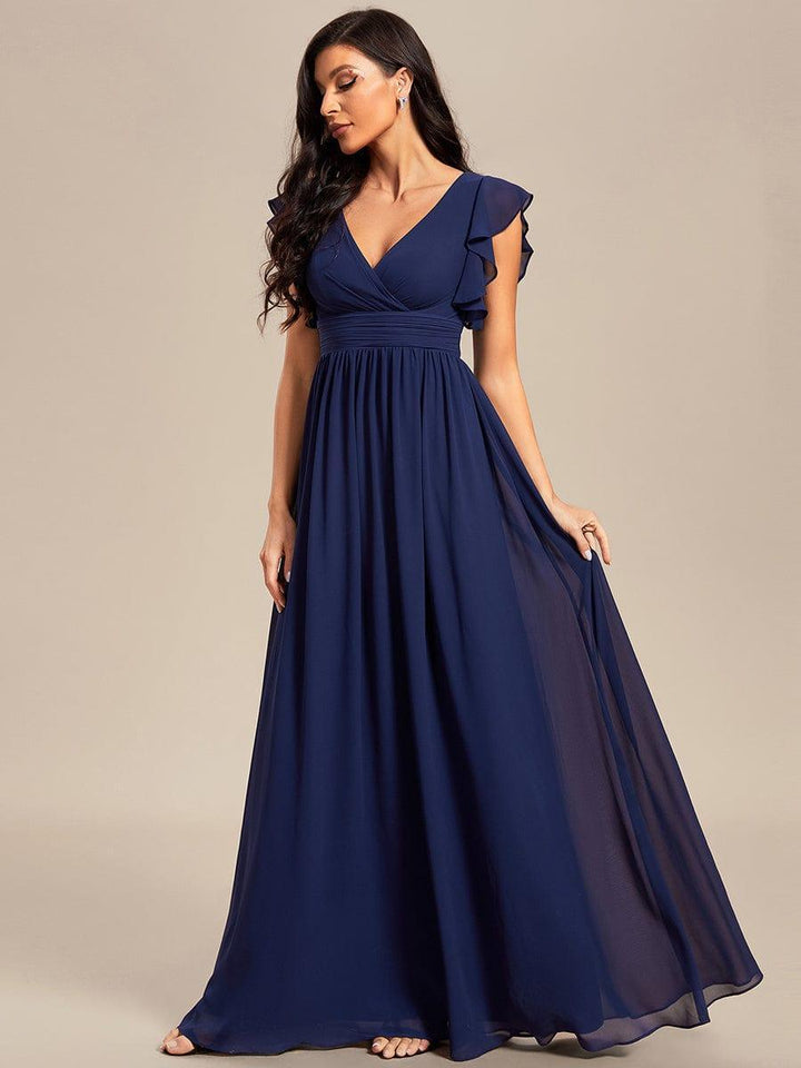 ever LILYANA|Abito da damigella in chiffon con maniche plissettate e scollatura sul retro