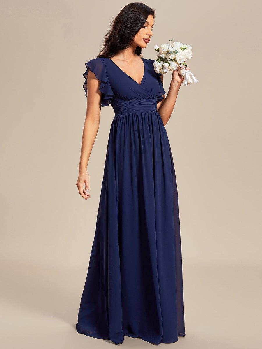 ever LILYANA|Abito da damigella in chiffon con maniche plissettate e scollatura sul retro