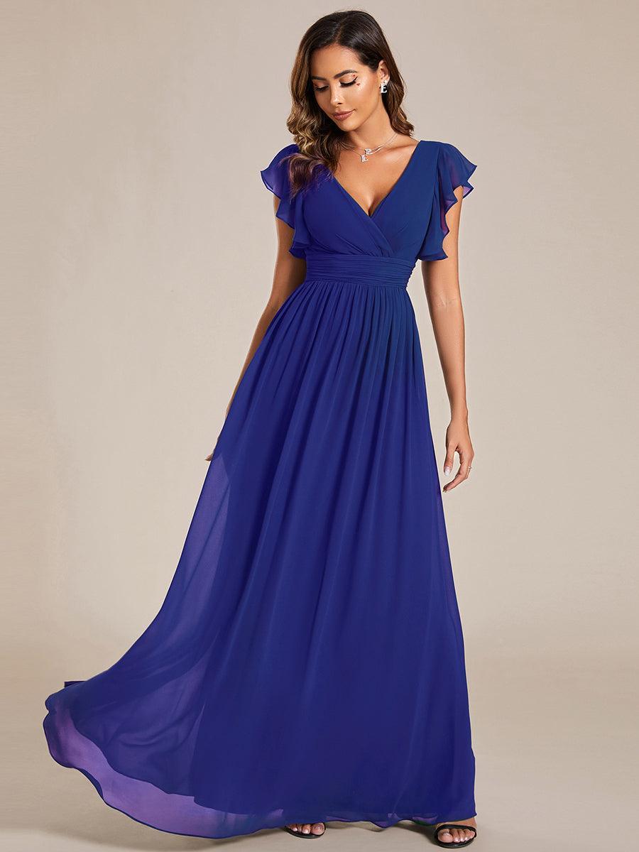 ever LILYANA|Abito da damigella in chiffon con maniche plissettate e scollatura sul retro