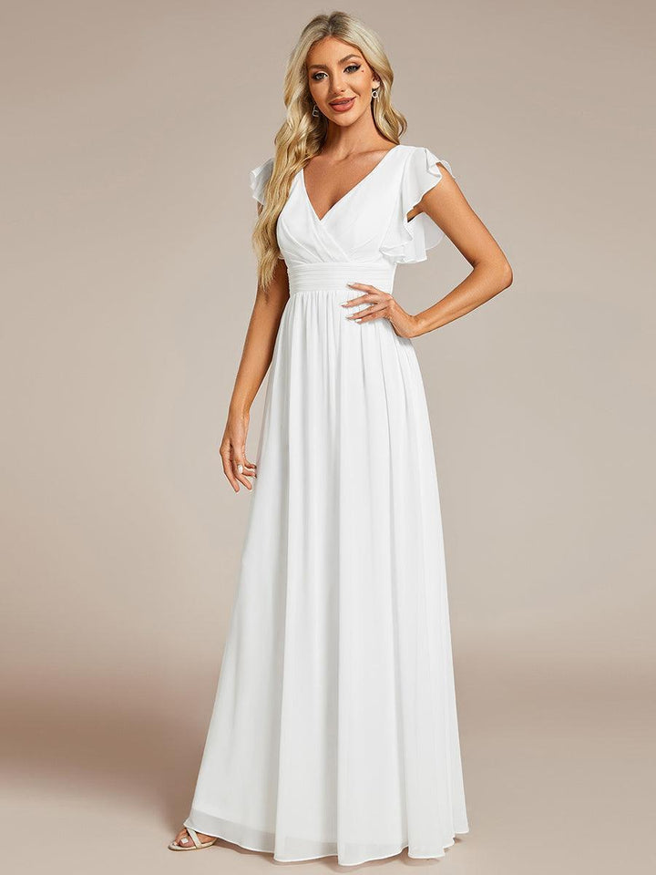 ever LILYANA|Abito da damigella in chiffon con maniche plissettate e scollatura sul retro