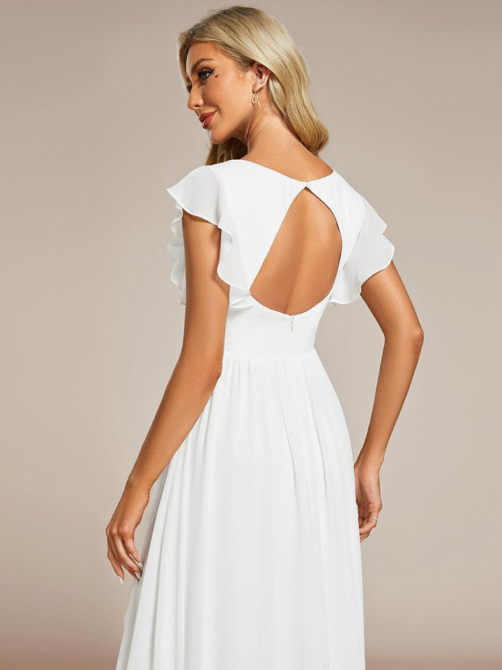 ever LILYANA|Abito da damigella in chiffon con maniche plissettate e scollatura sul retro