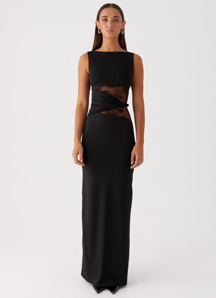 Leni - Maxidress aderente con tagli discreti e lacci