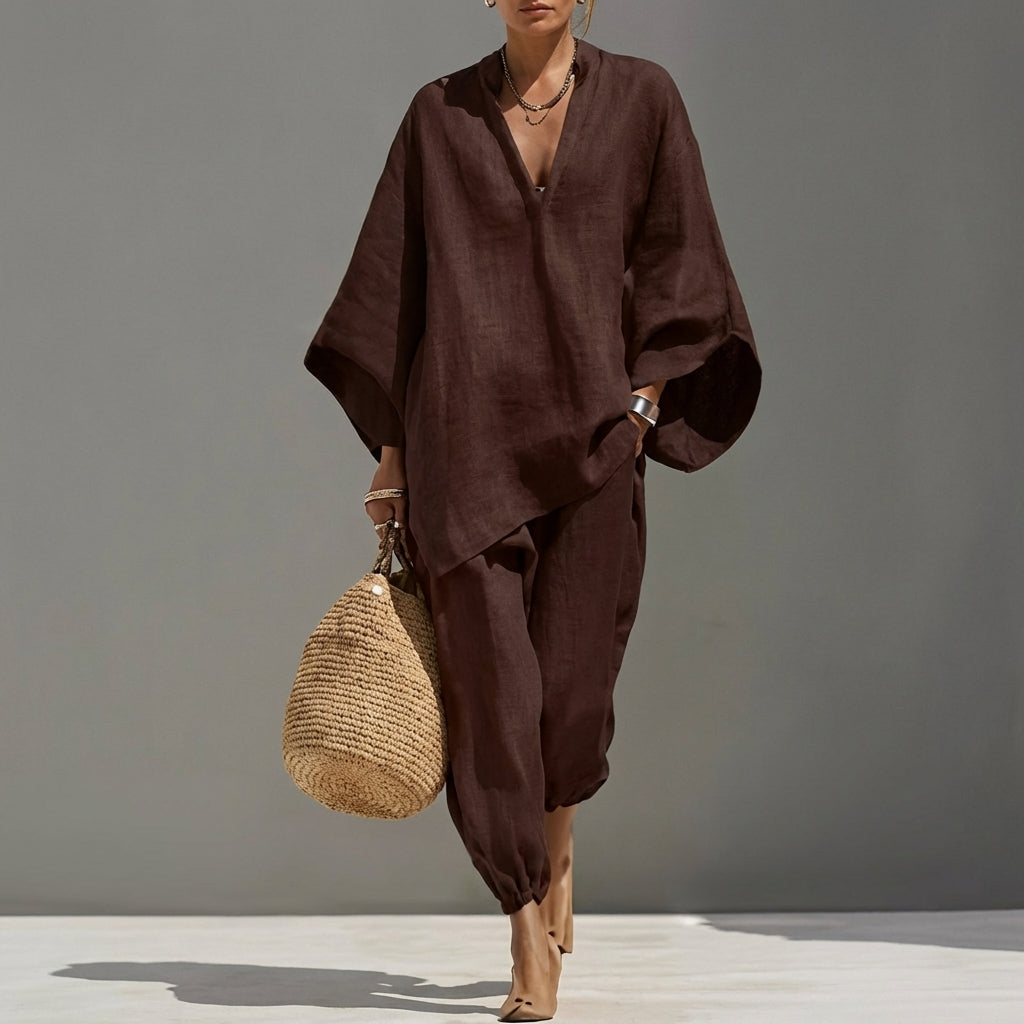 Marina | Completo Casual di Due Pezzi con Collo a V per Donna