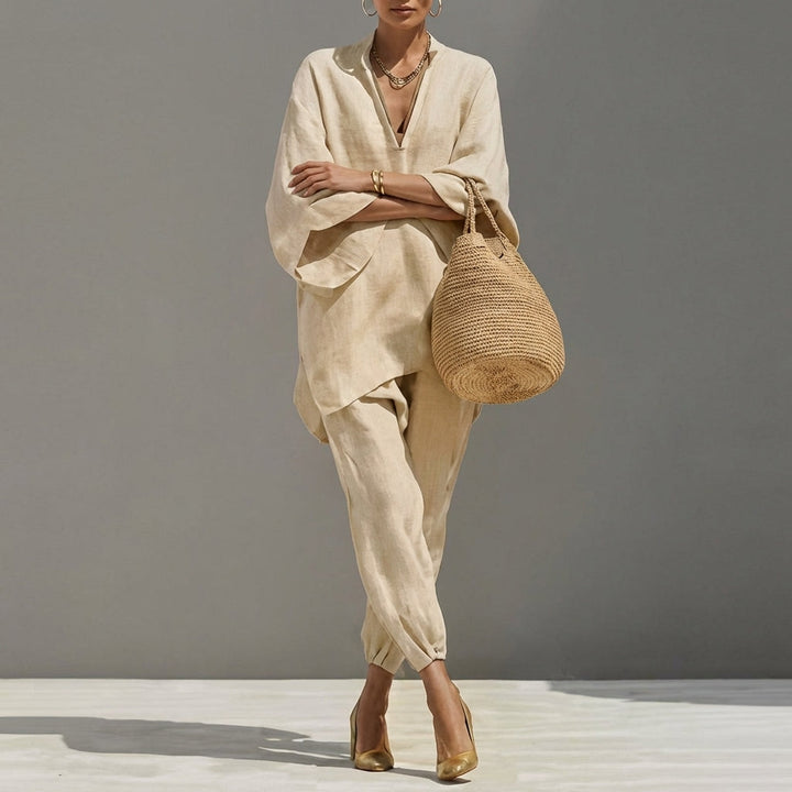 Marina | Completo Casual di Due Pezzi con Collo a V per Donna