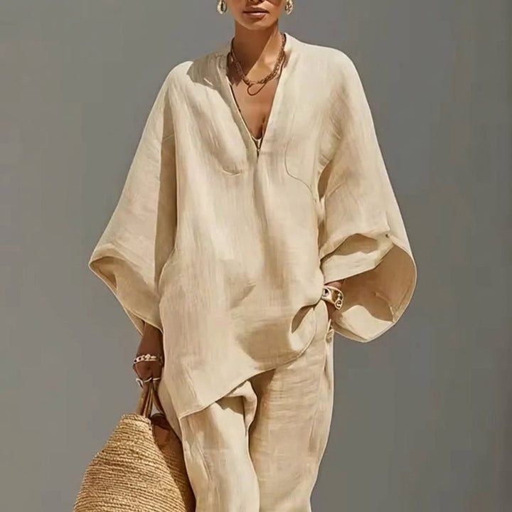 Marina | Completo Casual di Due Pezzi con Collo a V per Donna
