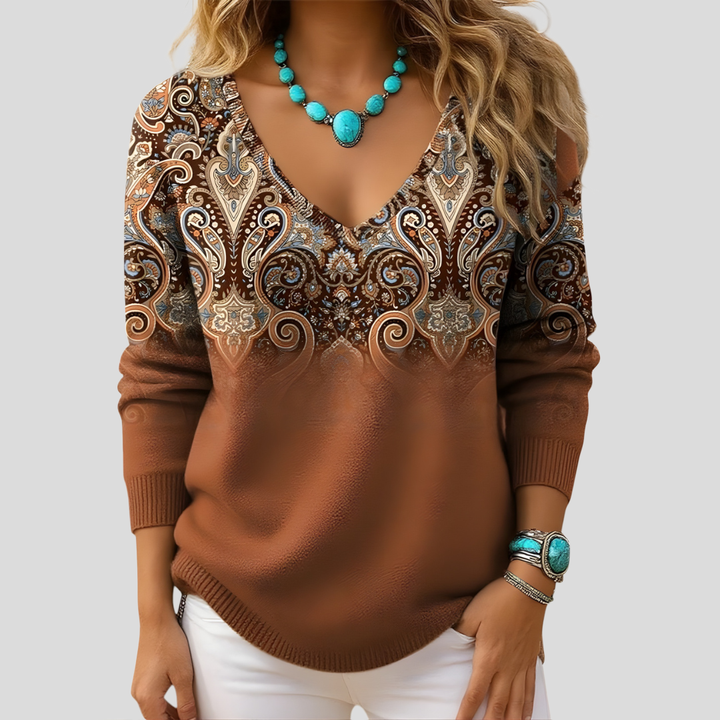 Amelia | Maglia Elegante con Scollo a V e Maniche Lunghe