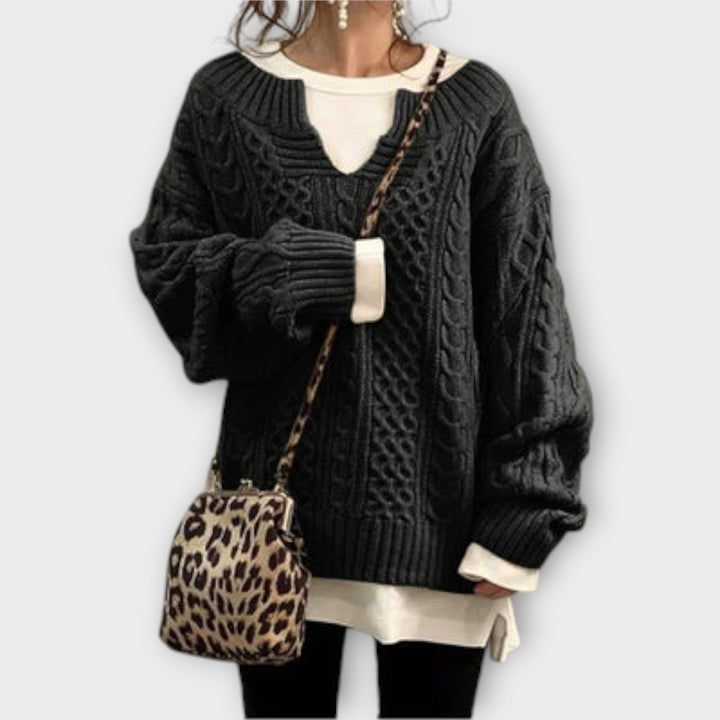 Lili | Maglione oversized con motivo a trecce