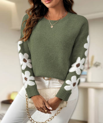 Silke | Maglione morbido a maglia con design floreale