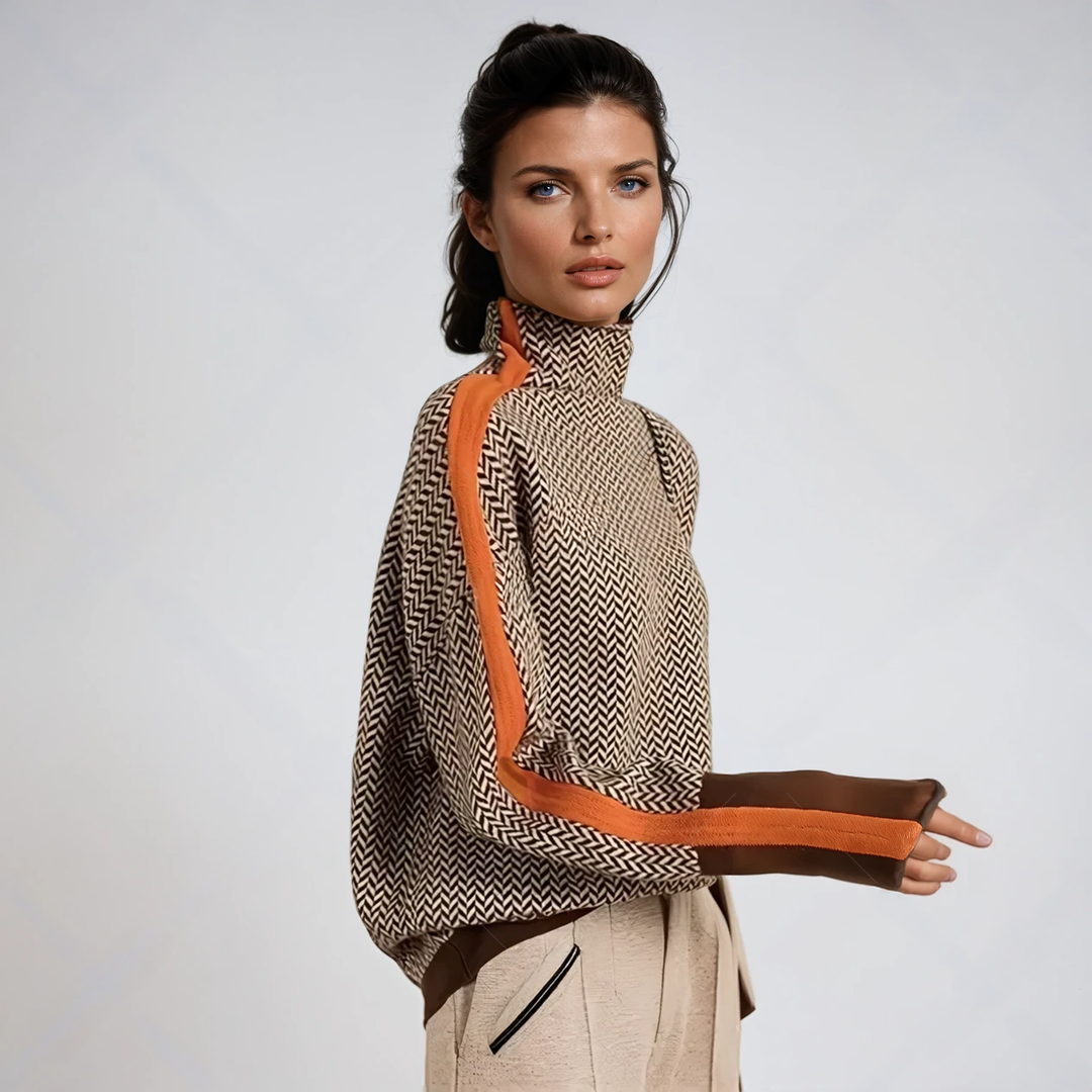 Beatriz | Maglione a collo alto con righe a contrasto vistose