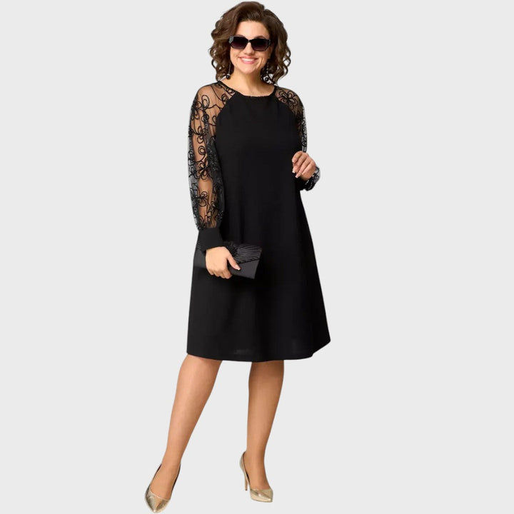 Giada - Elegante Abito Nero Sexy in Pizzo