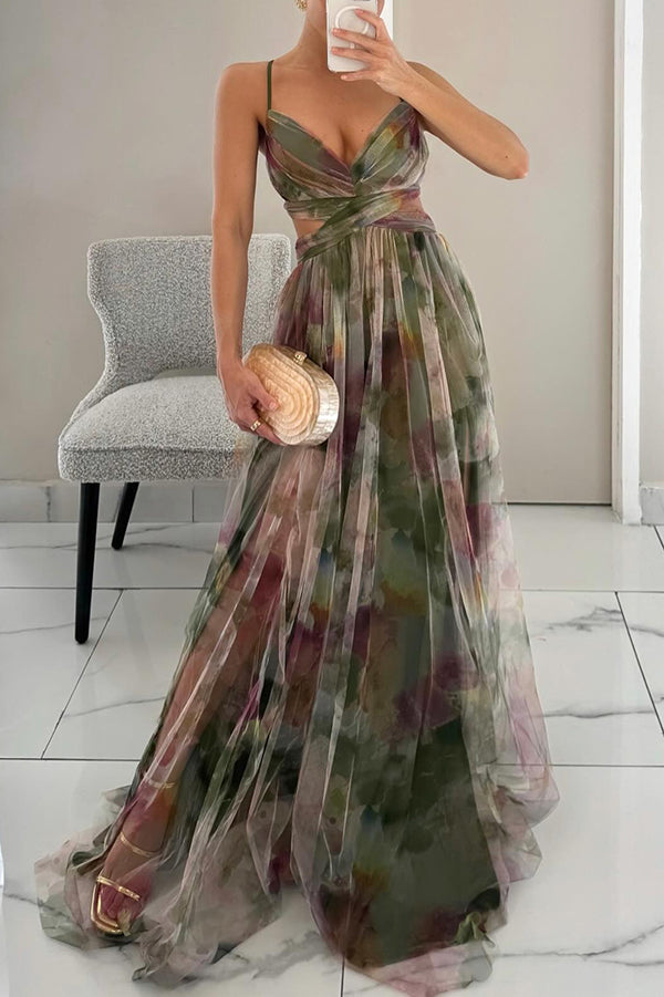 Vaëlia – Elegante abito lungo con affascinante stampa floreale