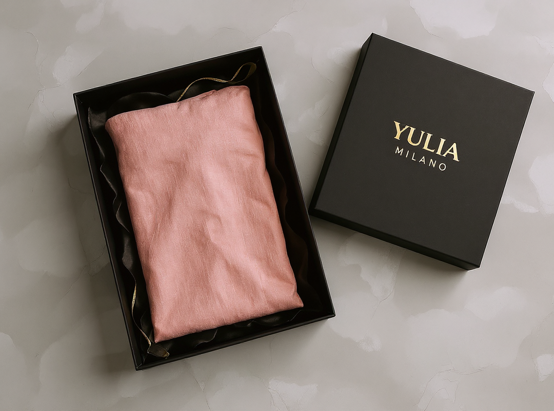 Abito lungo minimalista rosa con scollo a V in misto lino da donna
