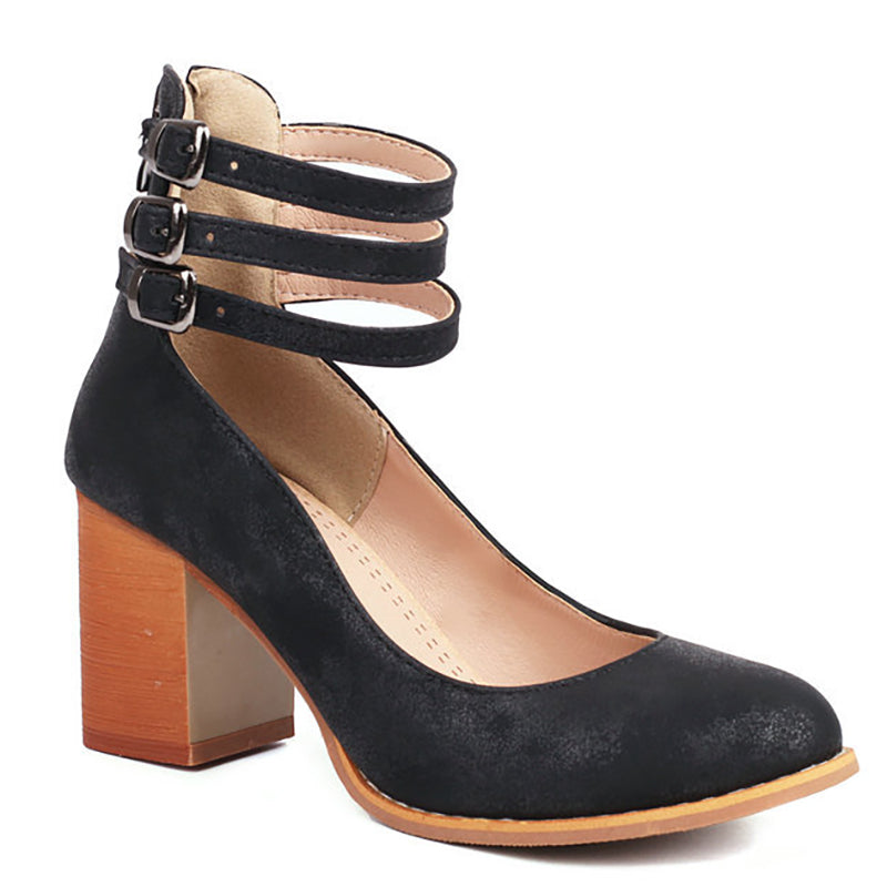 Caa™ | Eleganti sandali lisci con cinturino alla caviglia e tacco spesso per un look sofisticato