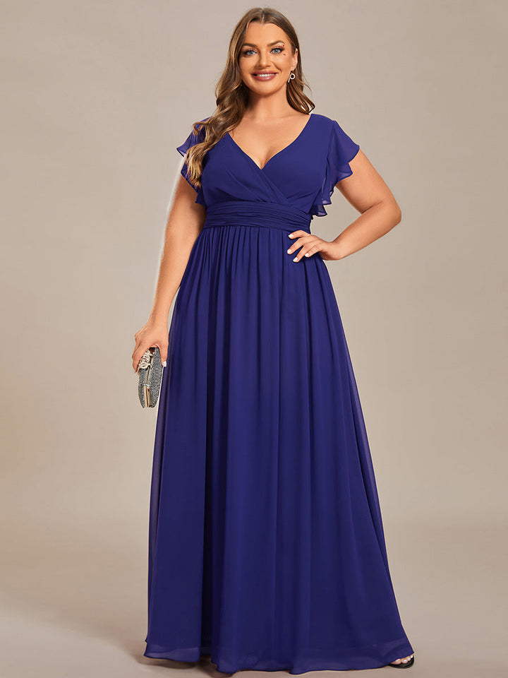 ever LILYANA|Abito da damigella in chiffon con maniche plissettate e scollatura sul retro