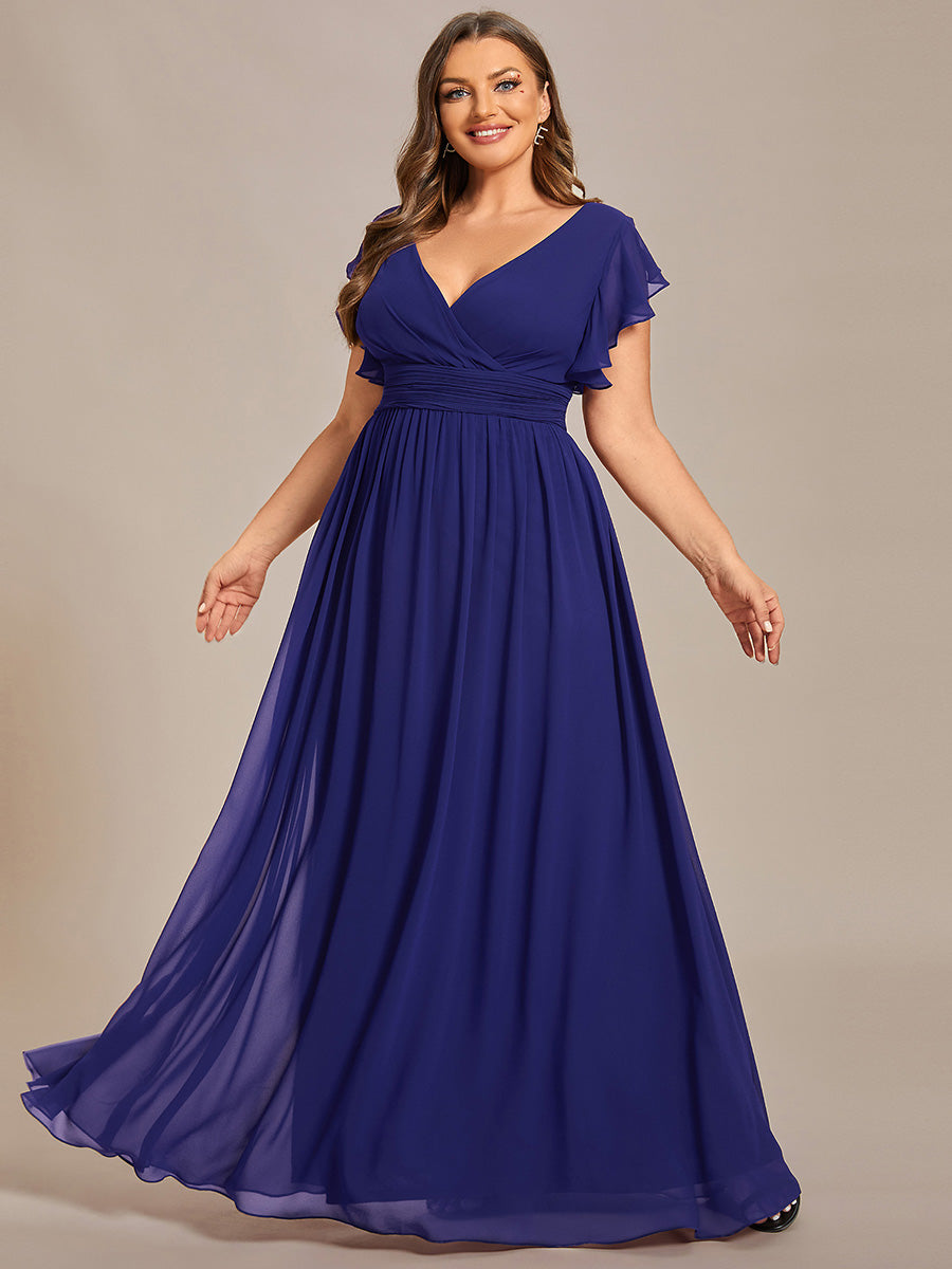 ever LILYANA|Abito da damigella in chiffon con maniche plissettate e scollatura sul retro