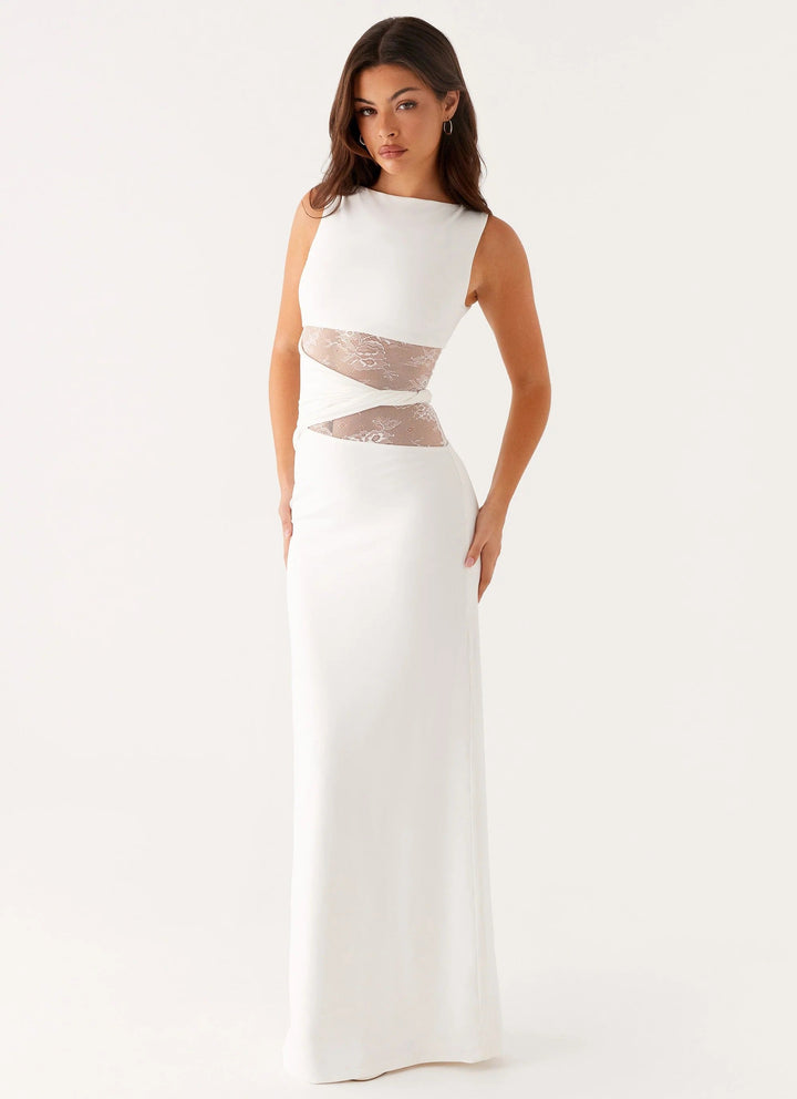 Leni - Maxidress aderente con tagli discreti e lacci