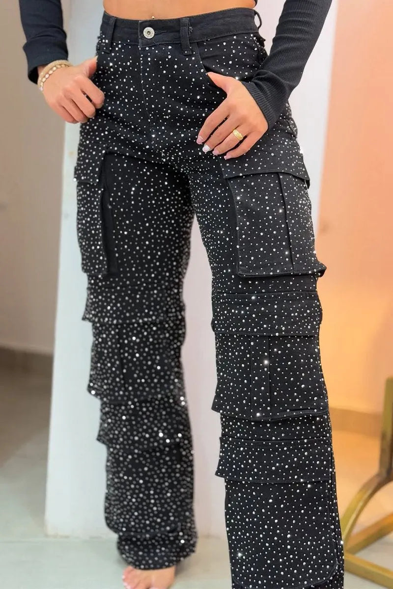Lucy™ | Jeans Cargo con Strass