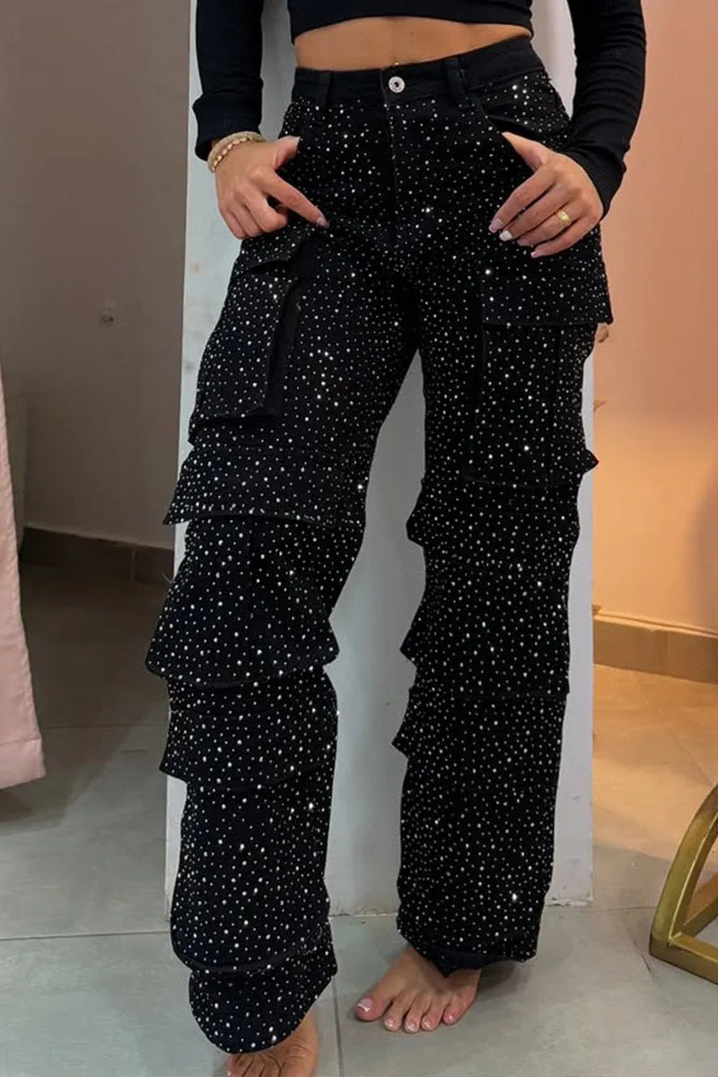 Lucy™ | Jeans Cargo con Strass